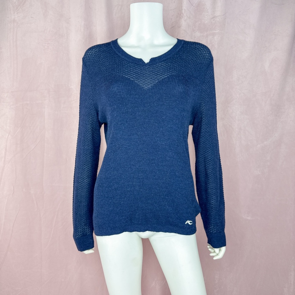 KJUS Womens Blue Merino Wool Sweater Size Large Golf